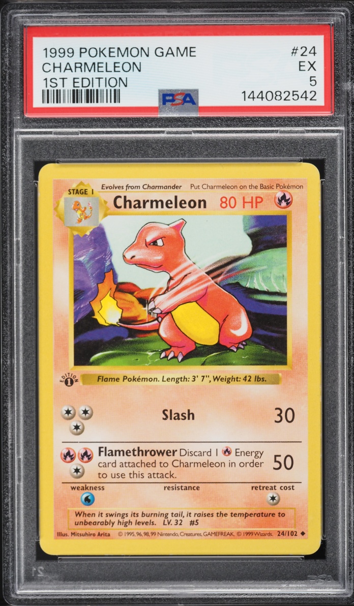 1999 Pokemon Base Set Shadowless 1st Edition Charmeleon #24 PSA 5 EX