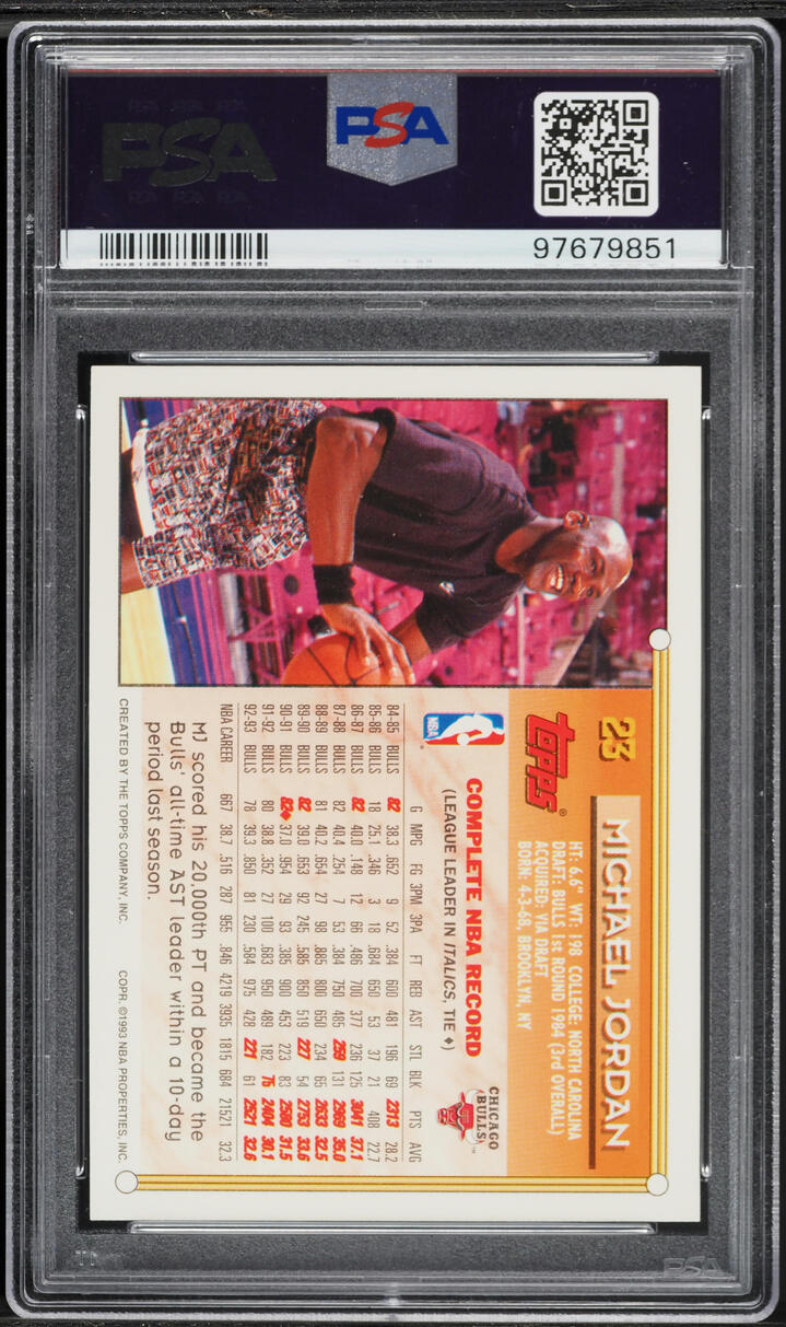 1993 Topps Basketball Michael Jordan #23 PSA 10 GEM MINT - Photo 2