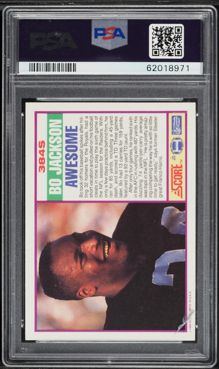 1989 Score Supplemental Bo Jackson #384S PSA 10 GEM MINT - Photo 2