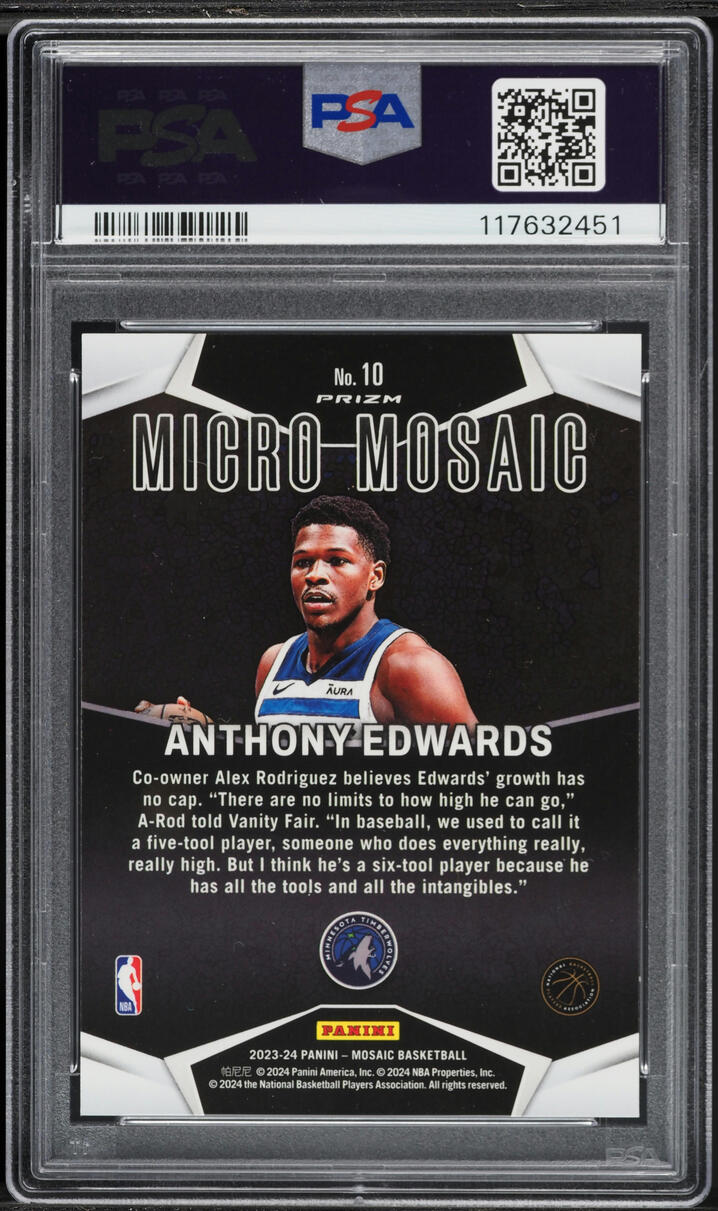 2023 Panini Mosaic Micro Anthony Edwards #10 PSA 10 GEM MINT - Photo 2
