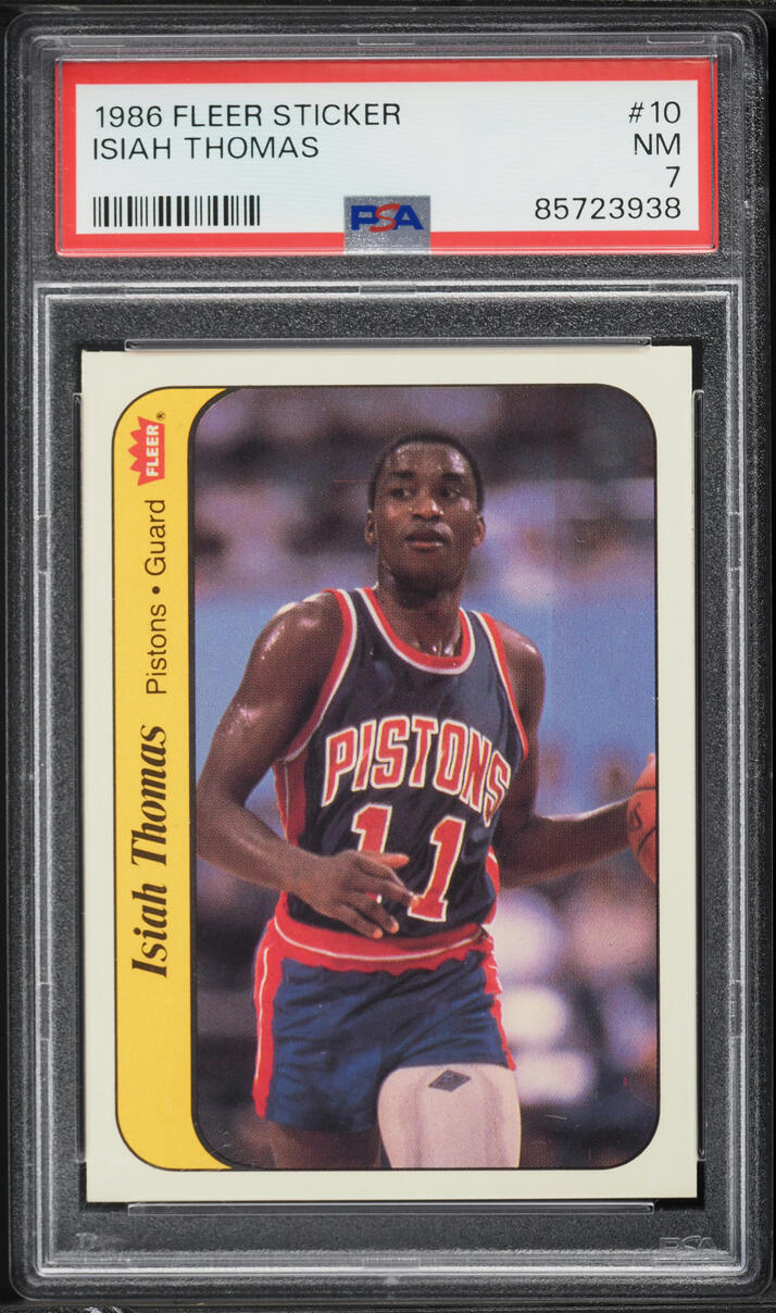 1986 Fleer Sticker Isiah Thomas ROOKIE #10 PSA 7 NRMT - Photo 1