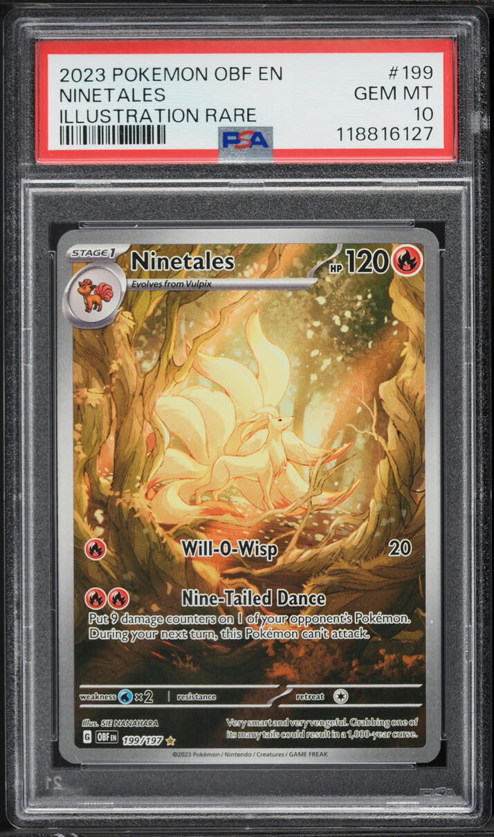 2023 Pokemon Scarlet & Violet Obsidian Flames IR Ninetales #199 PSA 10 GEM MINT - Photo 1