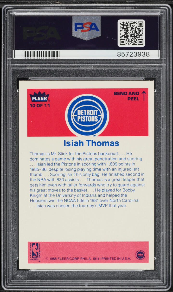 1986 Fleer Sticker Isiah Thomas ROOKIE #10 PSA 7 NRMT - Photo 2