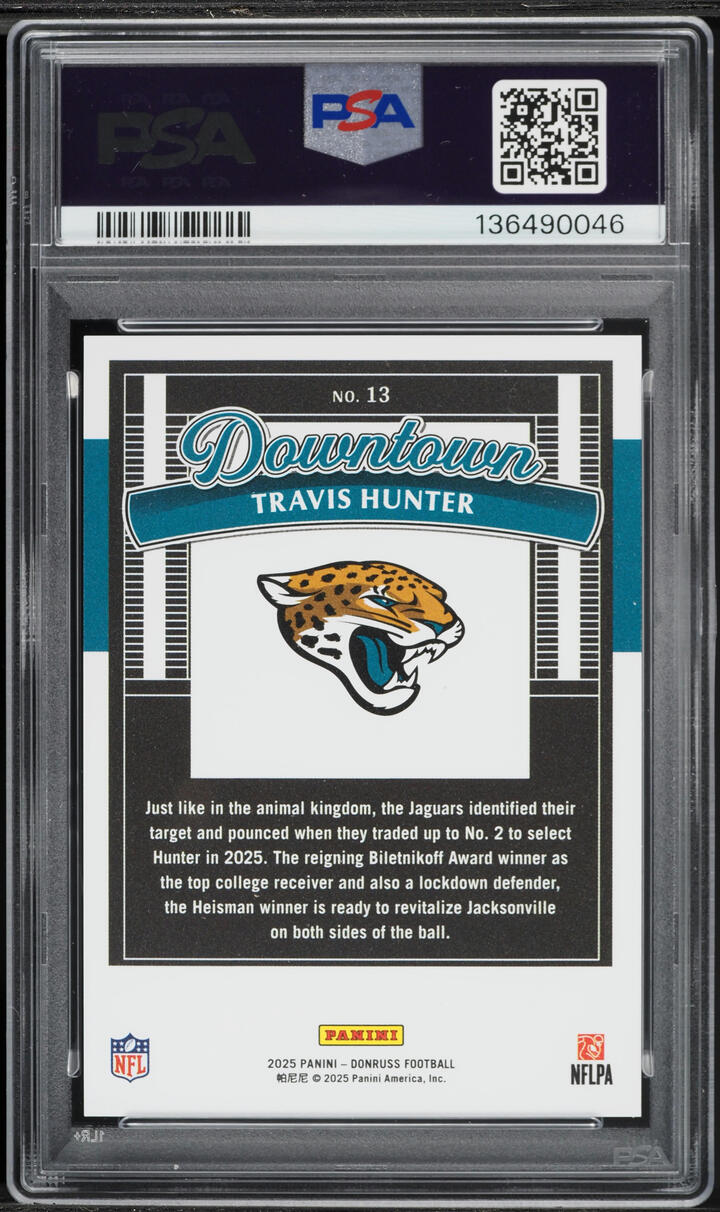 2025 Donruss Downtown Travis Hunter ROOKIE #13 PSA 9 MINT - Photo 2