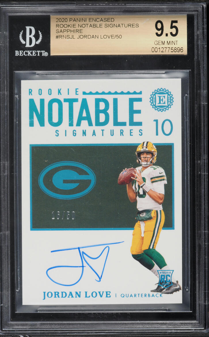 2020 Panini Encased Notable Sapphire Jordan Love ROOKIE AUTO /50 BGS 9.5 GEM MINT - Photo 1