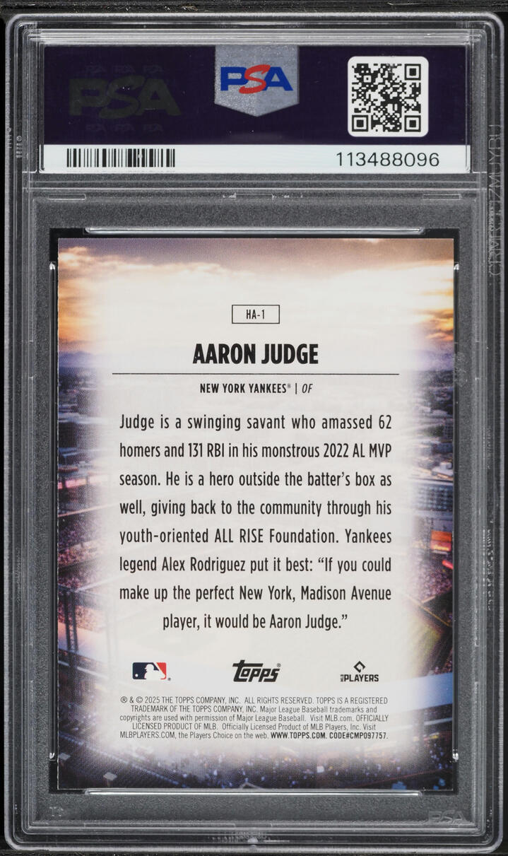 2025 Topps Home Field Advantage Aaron Judge #HA1 PSA 10 GEM MINT - Photo 2