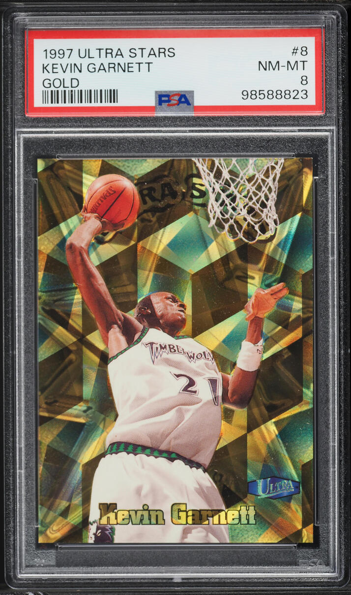 1997 Ultra Stars Gold Kevin Garnett #8 PSA 8 NM-MT - Photo 1