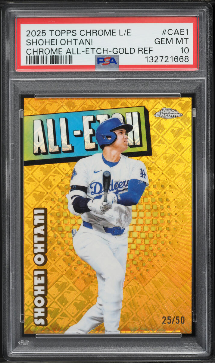 2025 Topps Chrome Logofractor Edition Chrome All Etch Gold Shohei Ohtani /50 #CAE1 PSA 10 GEM - Photo 1