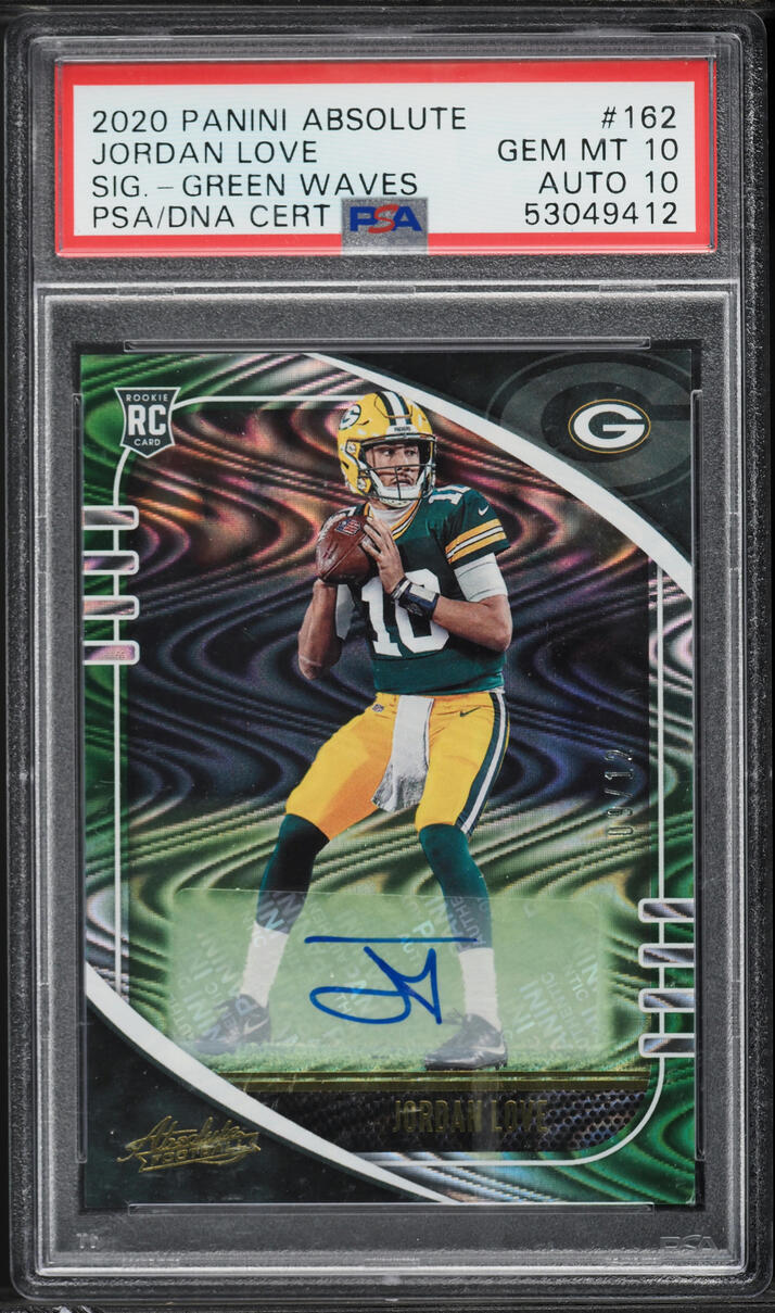 2020 Absolute Green Waves Jordan Love ROOKIE AUTO DNA 10 /12 #162 PSA 10 GEM MINT - Photo 1
