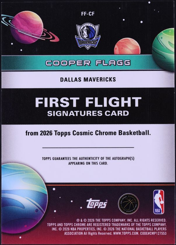 2025 Topps Chrome Cosmic First Flight Red Flare Refractor Cooper Flagg ROOKIE AUTO /5 CGC AUTH