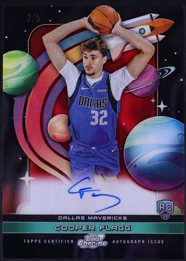 2025 Topps Chrome Cosmic First Flight Red Flare Refractor Cooper Flagg ROOKIE AUTO /5 CGC AUTH