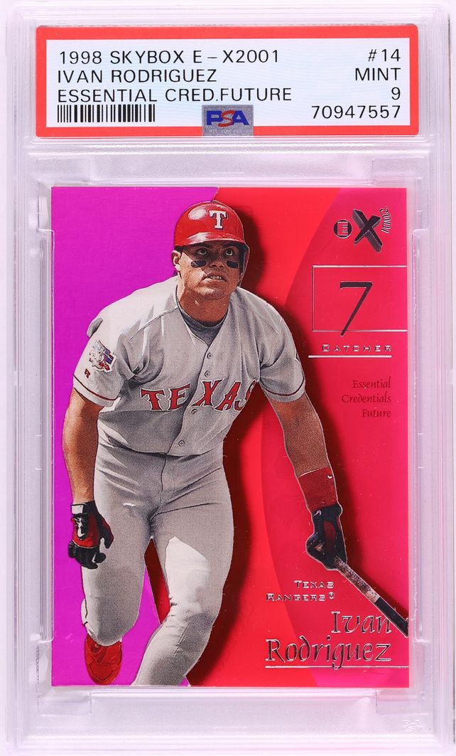 1998 Skybox E-X 2001 Essential Credentials Future Ivan Rodriguez /87 #14 PSA 9 MINT - Photo 1
