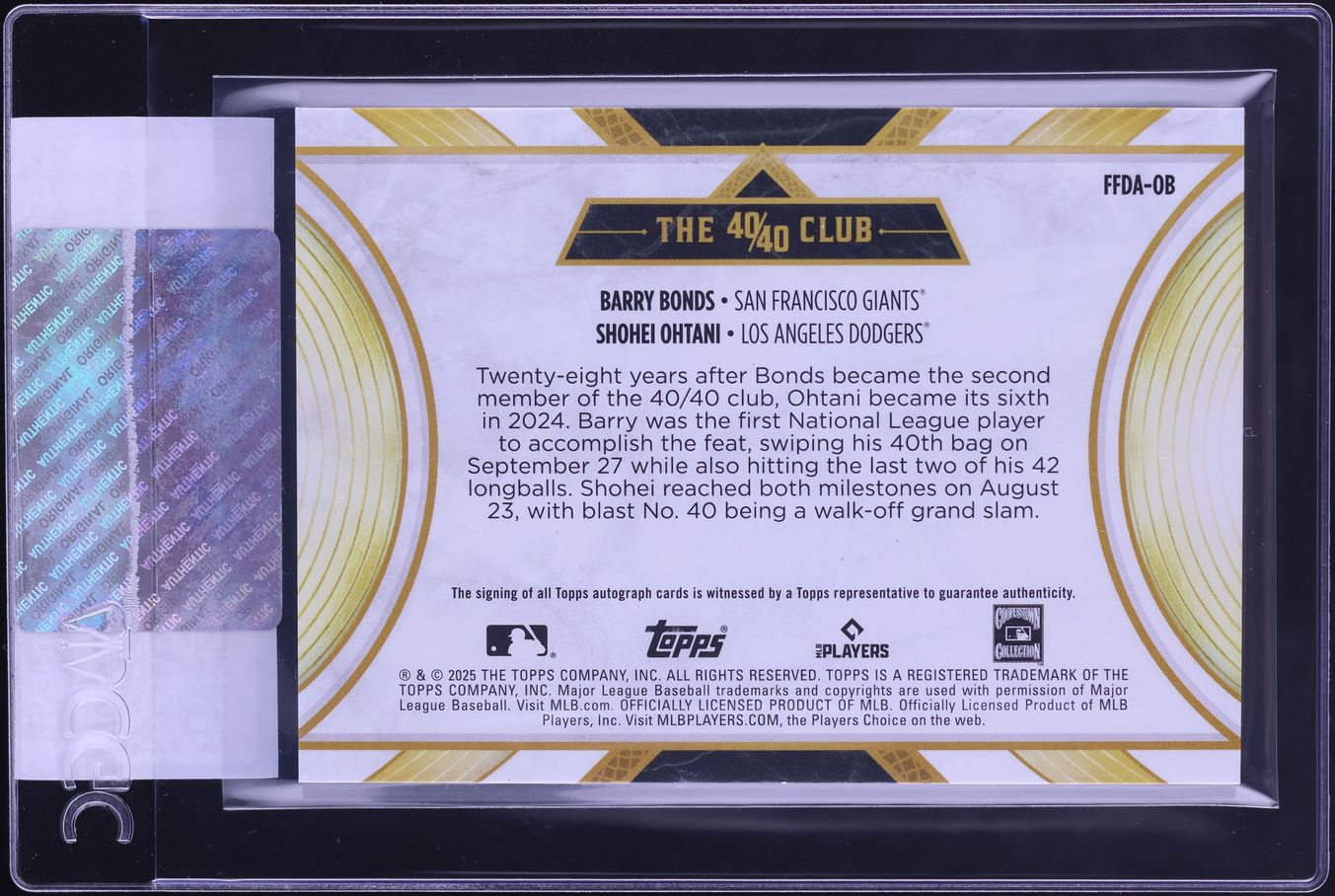 2025 Topps Sterling 40/40 Club Barry Bonds & Shohei Ohtani AUTO 1/1 CGC AUTH