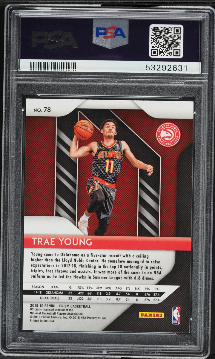 2018 Panini Prizm Trae Young ROOKIE #78 PSA 10 GEM MINT