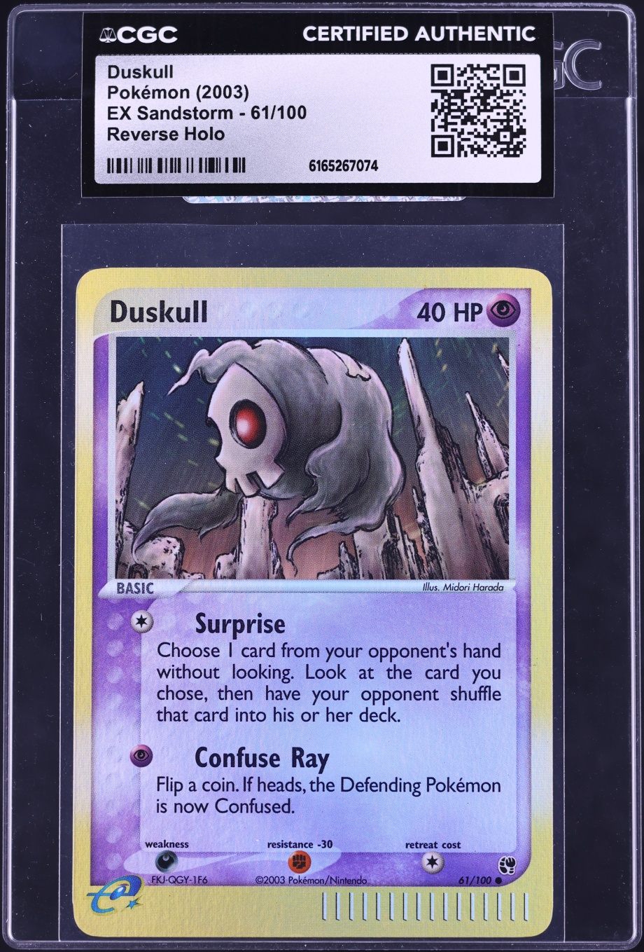 2003 Pokemon EX Sandstorm Reverse Holo Duskull #61 CGC AUTH
