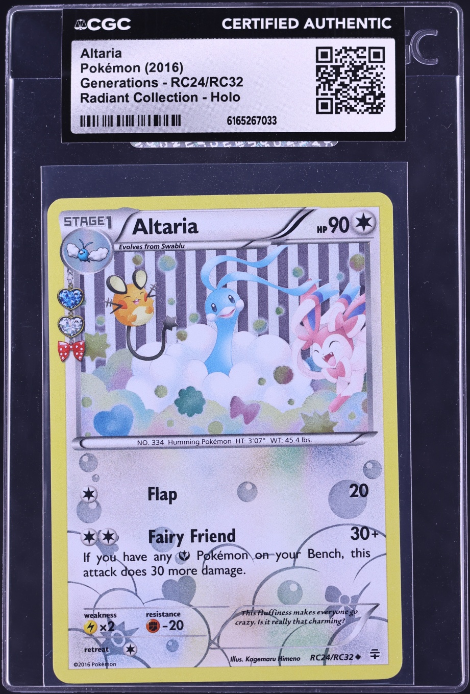 2016 Pokemon XY Generations Radiant Collection Holo Altaria #RC24 CGC AUTH