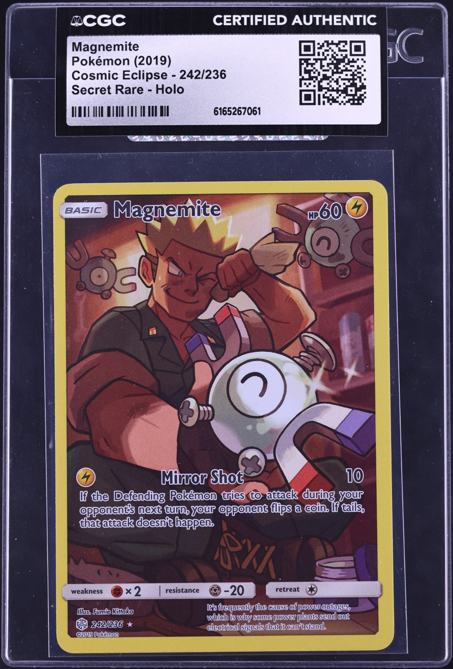 2019 Pokemon Sun & Moon Cosmic Eclipse Full Art Magnemite #242 CGC AUTH