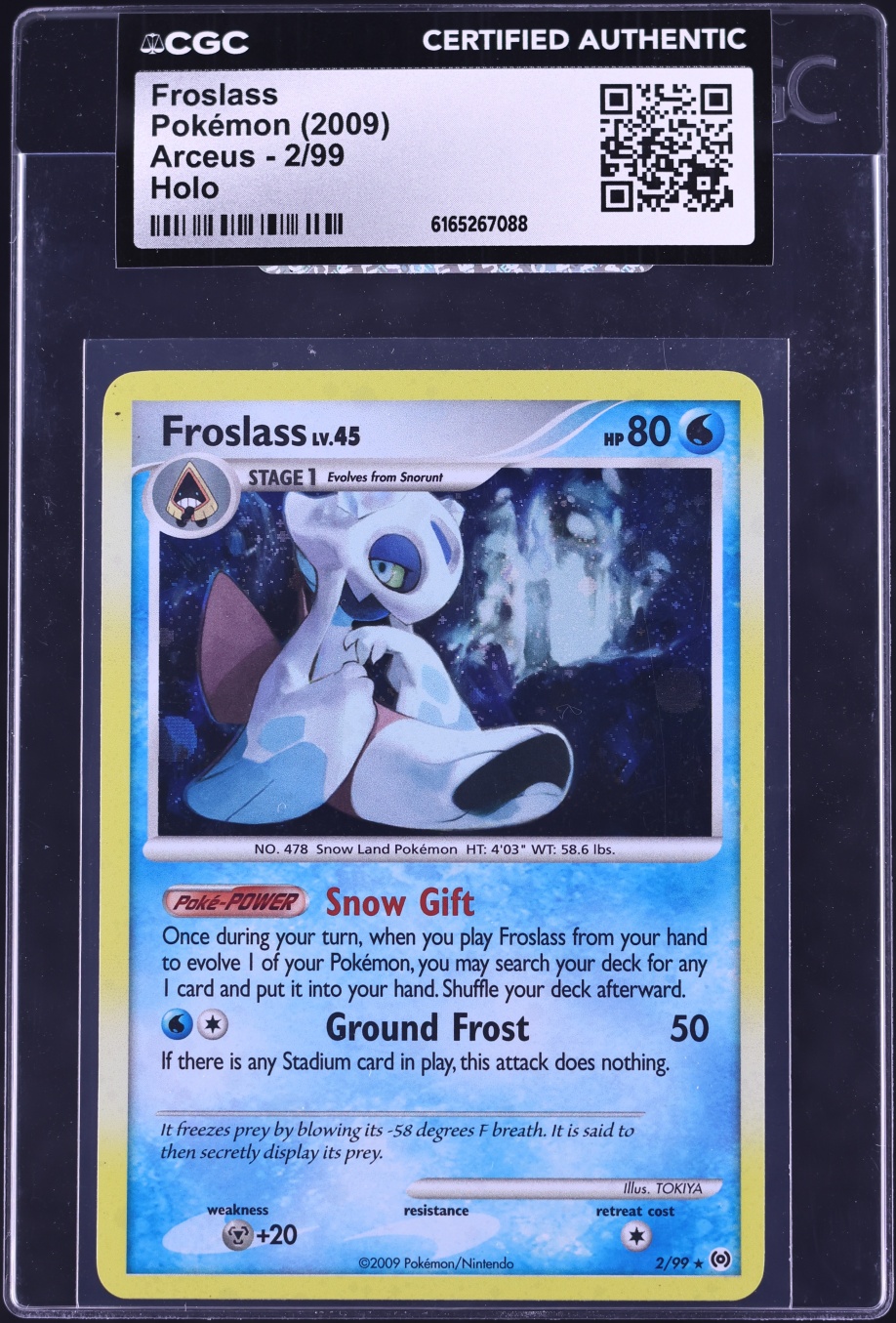 2009 Pokemon Platinum Arceus Holo Froslass #2 CGC AUTH