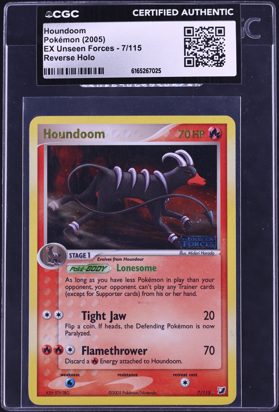 2005 Pokemon EX Unseen Forces Reverse Holo Houndoom #7 CGC AUTH