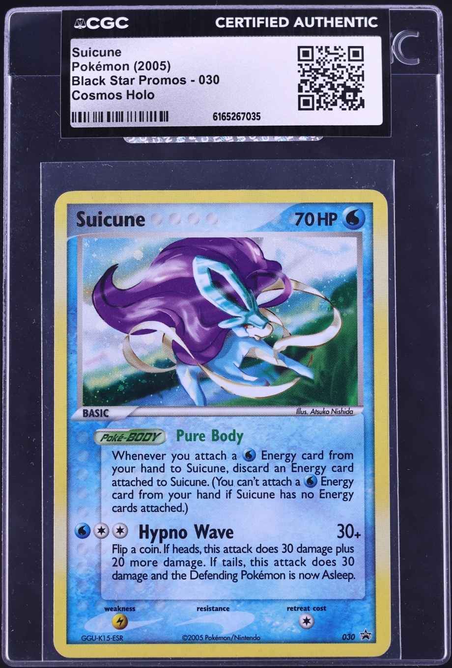 2005 Pokemon Black Star Promo Cosmos Holo Suicune #030 CGC AUTH