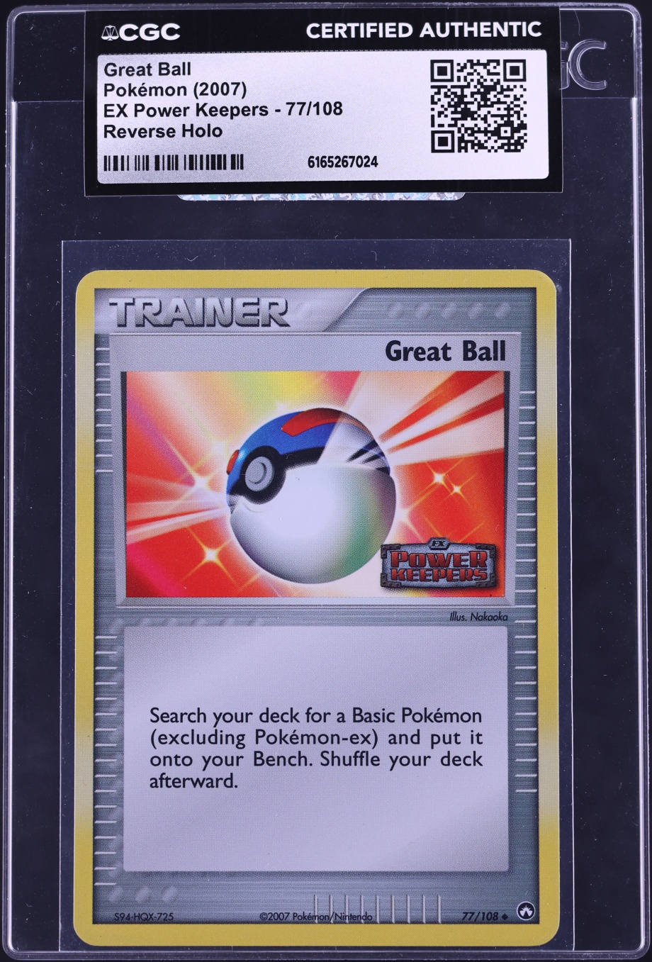 2007 Pokemon EX Power Keepers Reverse Holo Great Ball #77 CGC AUTH