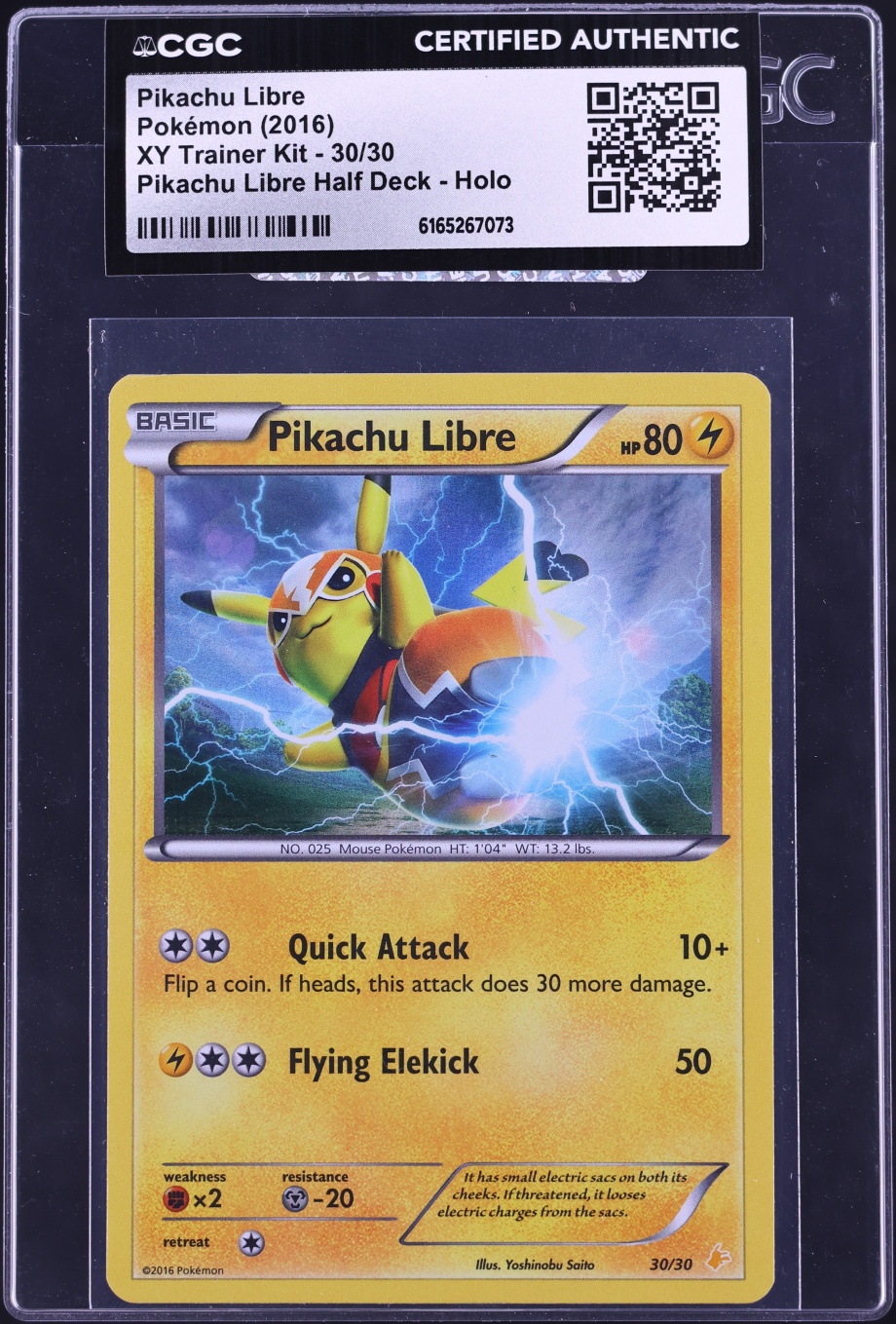 2016 Pokemon XY Trainer Kit Half Deck Holo Pikachu Libre #30 CGC AUTH