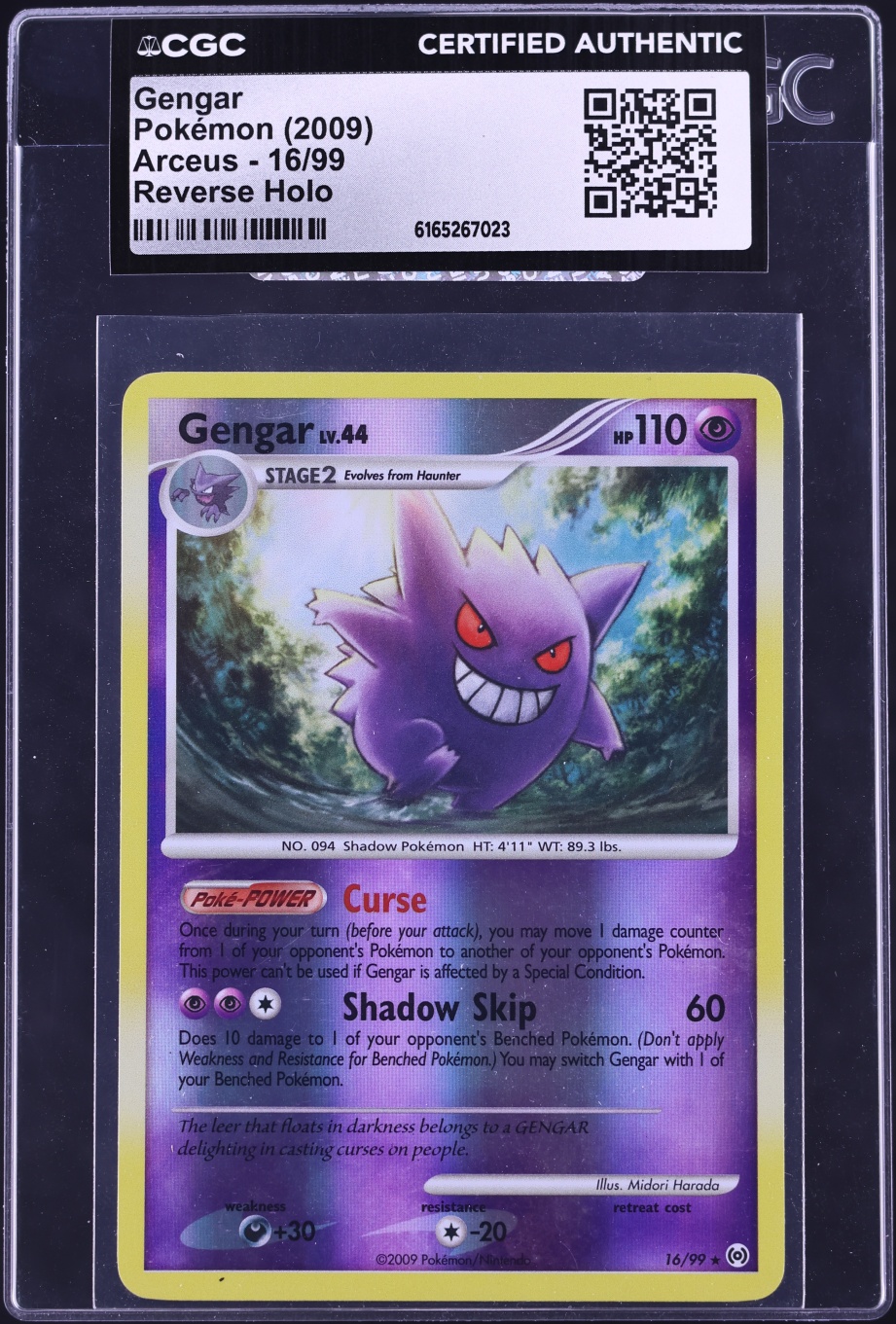 2009 Pokemon Platinum Arceus Reverse Holo Gengar #16 CGC AUTH