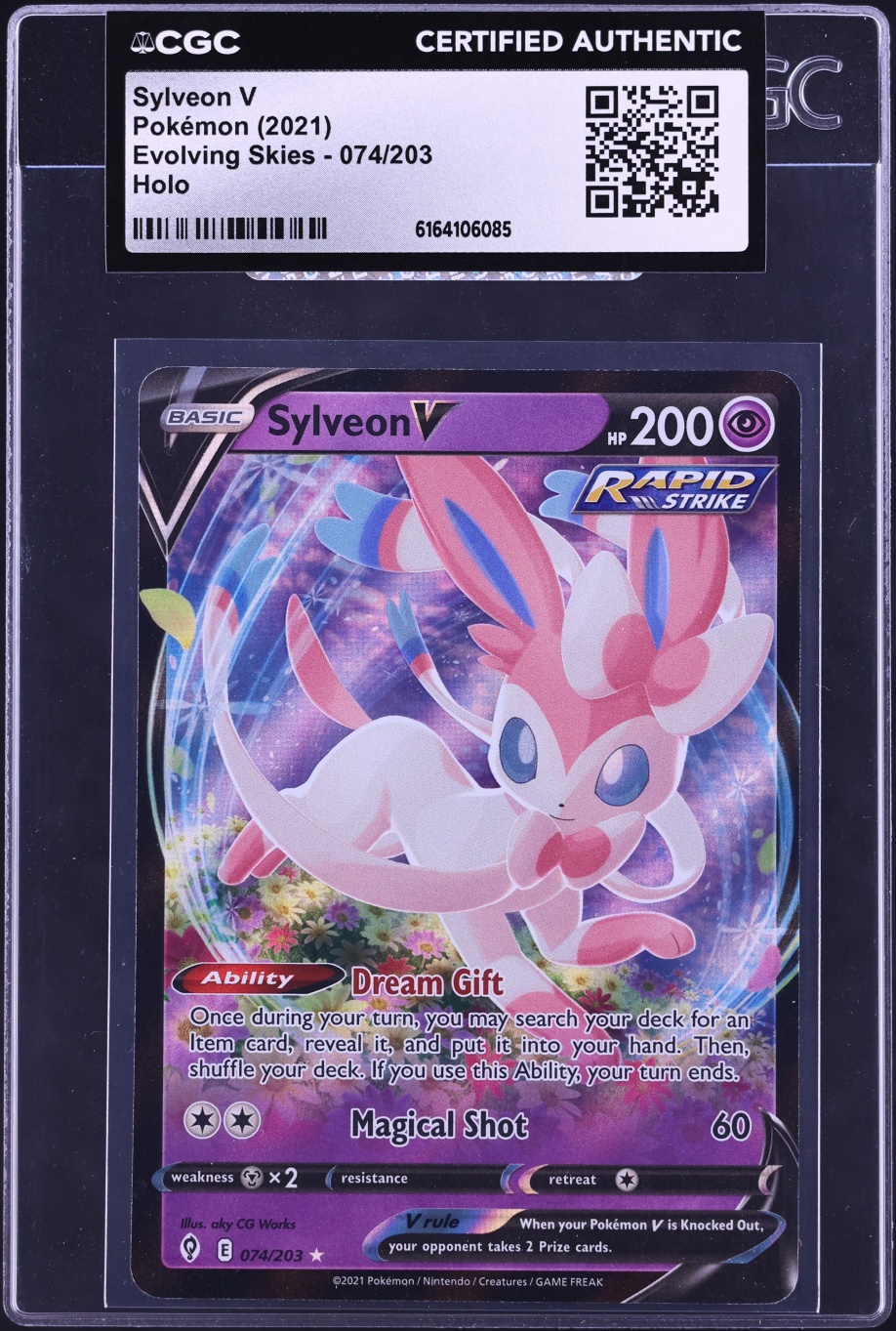2021 Pokemon Sword & Shield Evolving Skies Holo Sylveon V #74 CGC AUTH