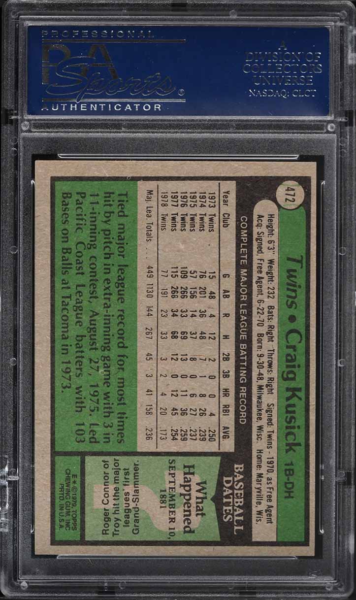 1979 Topps Craig Kusick #472 PSA 10 GEM MINT