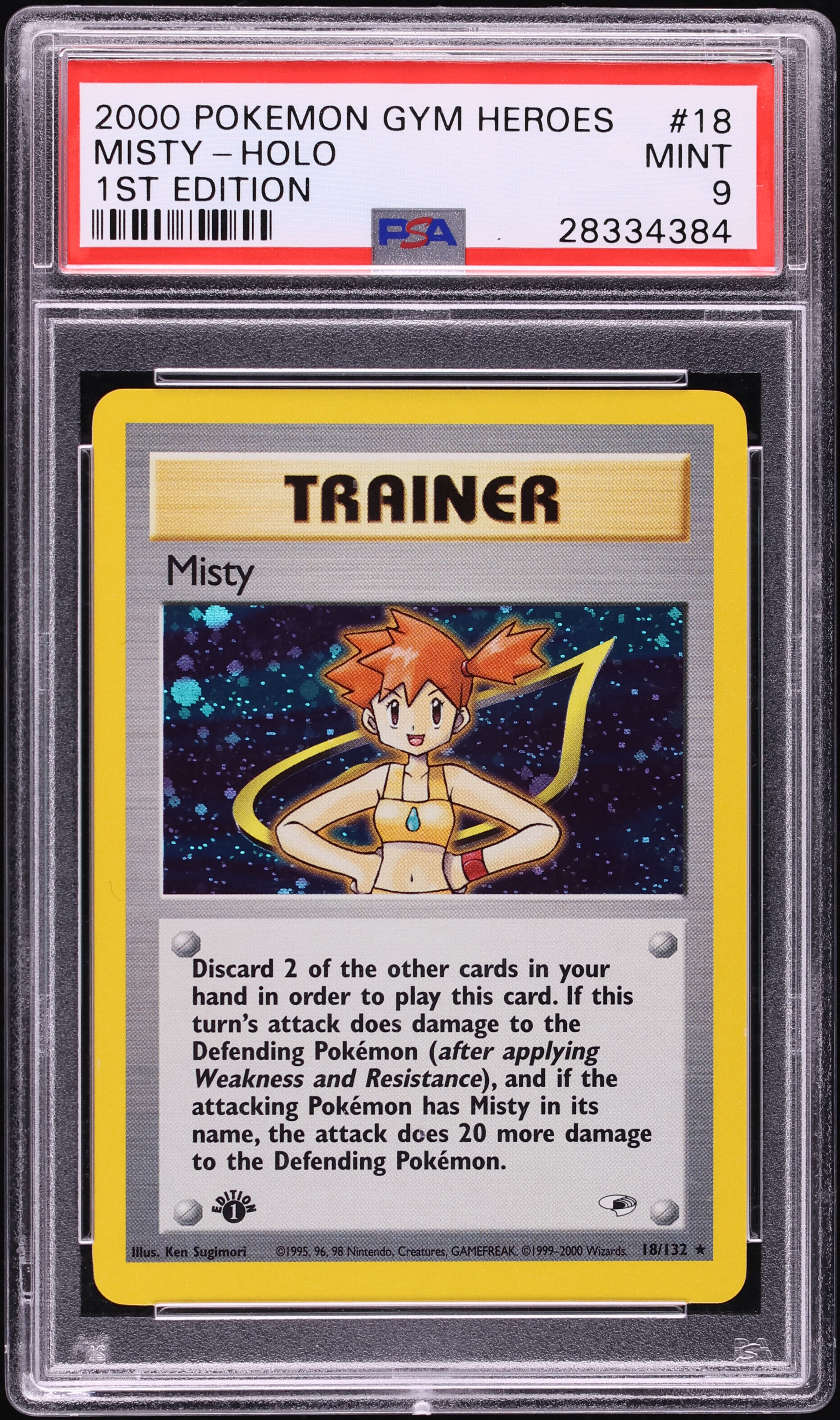 2000 Pokemon Gym Heroes 1st Edition Holo Misty #18 PSA 9 MINT