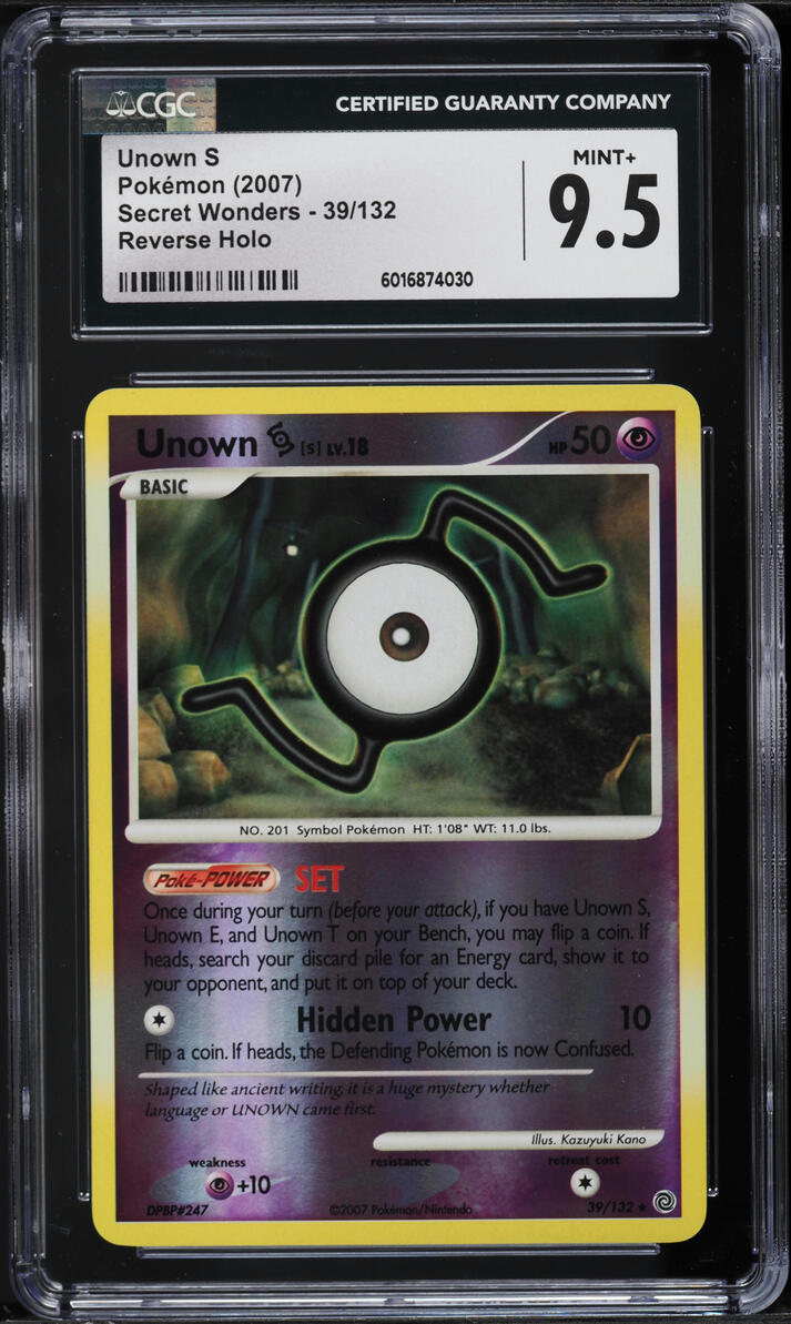 2007 Pokemon Diamond & Pearl Secret Wonders Reverse Holo Unown S #39 CGC 9.5 - Main Image
