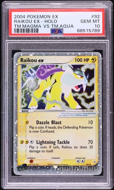 2004 Pokemon EX Team Magma Vs Aqua Holo Raikou EX #92 PSA 10 GEM MINT