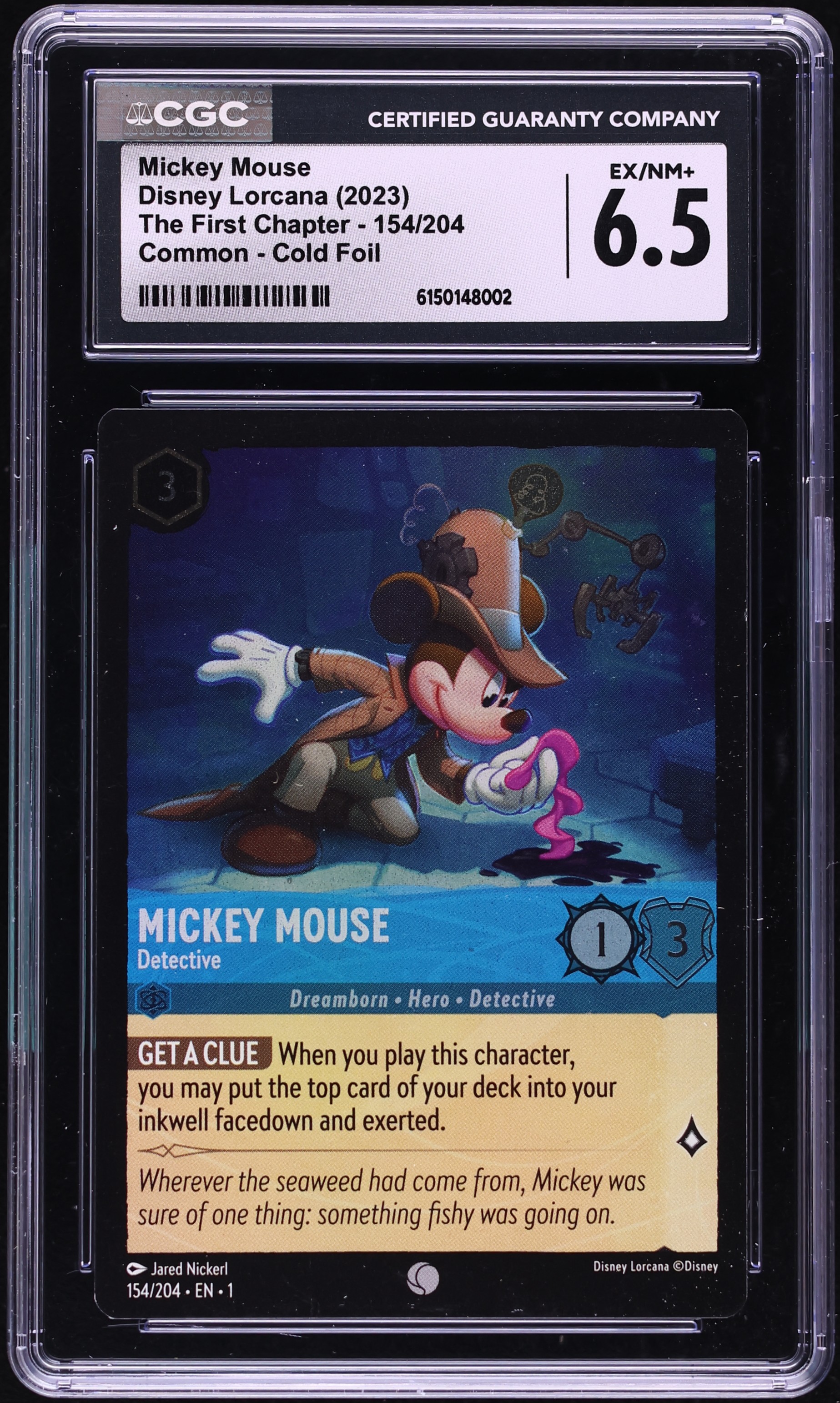 2023 Disney Lorcana The First Chapter Cold Foil Mickey Mouse Detective #154 CGC 6.5 EXMT+