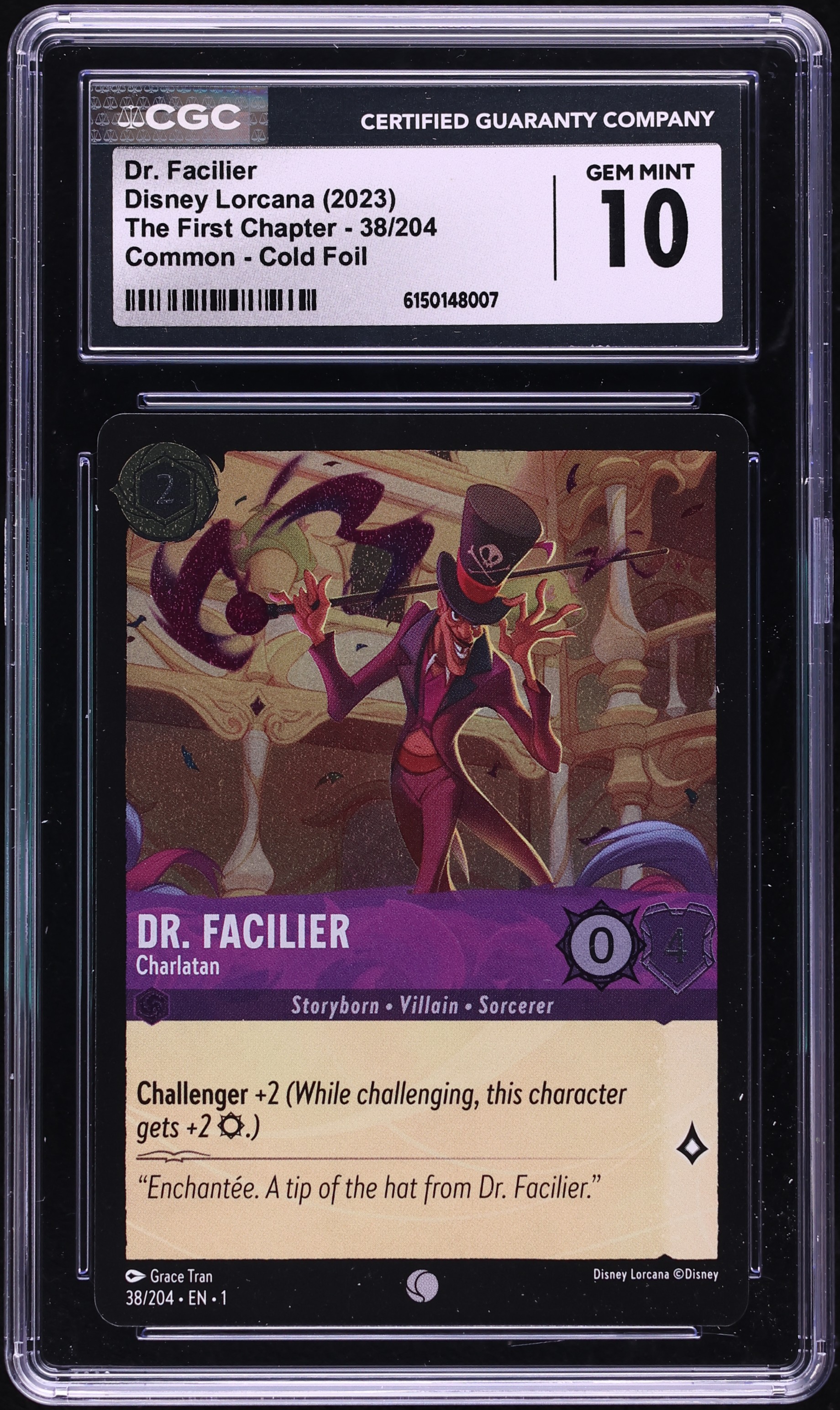 2023 Disney Lorcana The First Chapter Cold Foil Dr. Facilier Charlatan #38 CGC 10 GEM MINT