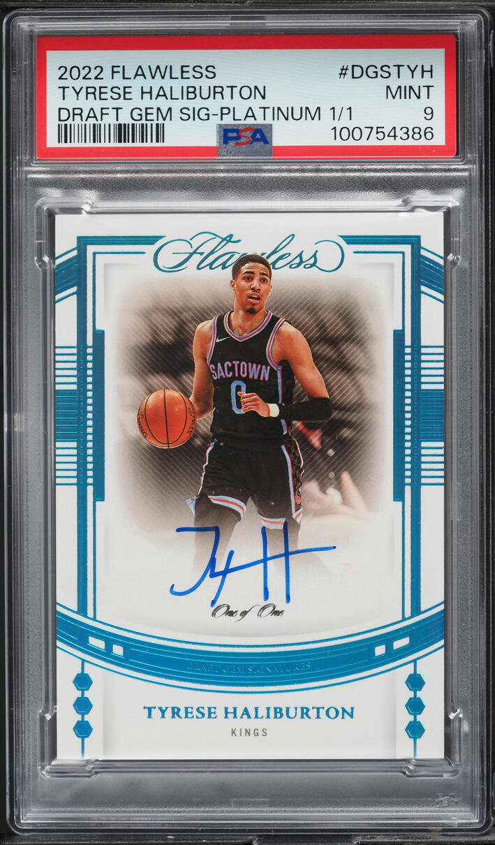 2022 Panini Flawless Draft Gem Platinum Tyrese Haliburton AUTO 1/1 #DGSTYH PSA 9