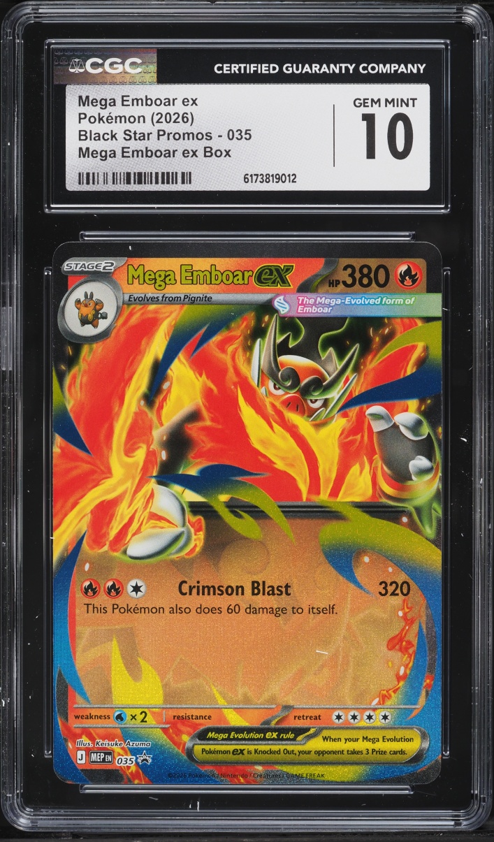 2026 Pokemon Mega Evolution Black Star Promo Mega Emboar ex #035 CGC 10 GEM MINT