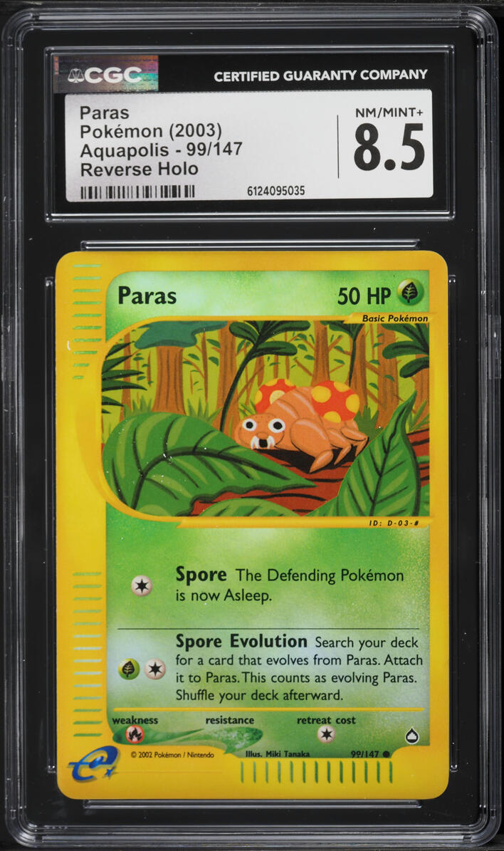 2003 Pokemon Aquapolis Reverse Holo Paras #99 CGC 8.5 NM-MT+