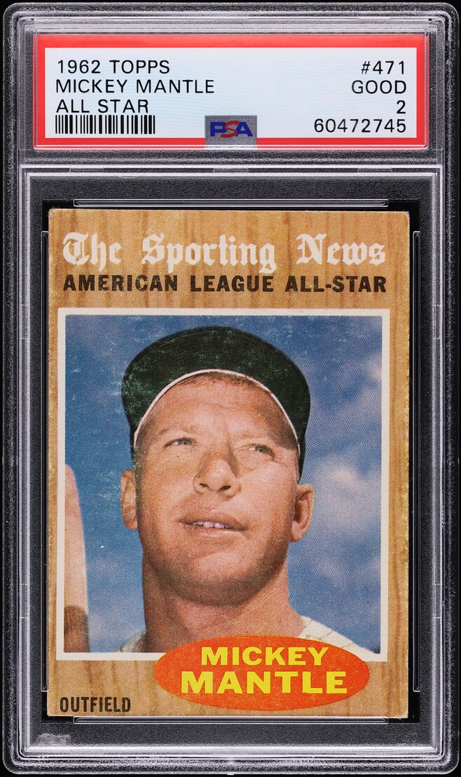 1962 Topps Mickey Mantle ALL-STAR #471 PSA 2 GD