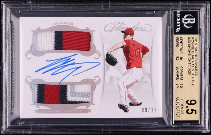 2018 Panini Flawless Shohei Ohtani ROOKIE PATCH AUTO /25 #RDP-SO BGS 9.5 GEM MINT