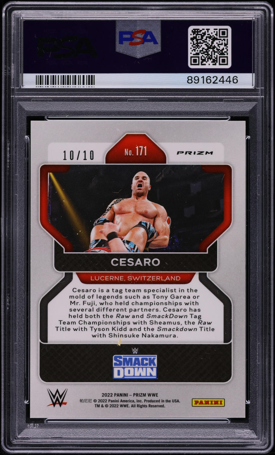 2022 Panini Prizm WWE Gold Cesaro 10/10 #171 PSA 10 GEM MINT