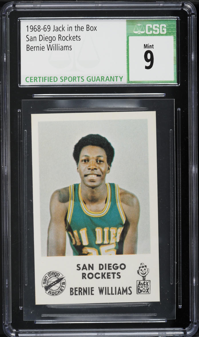 1968 Jack In The Box San Diego Rockets Basketball Bernie Williams CSG 9 MINT