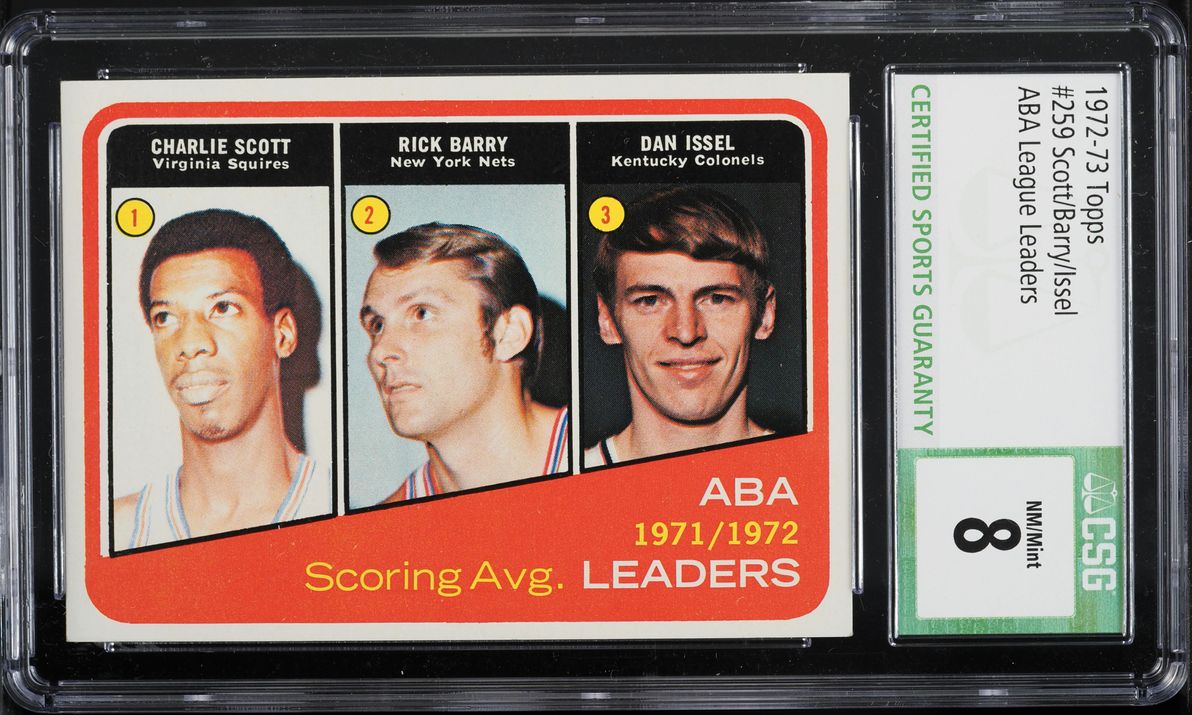 1972 Topps Basketball Rick Barry & Dan Issel ABA SCORING LDRS #259 CSG 8 NM-MT
