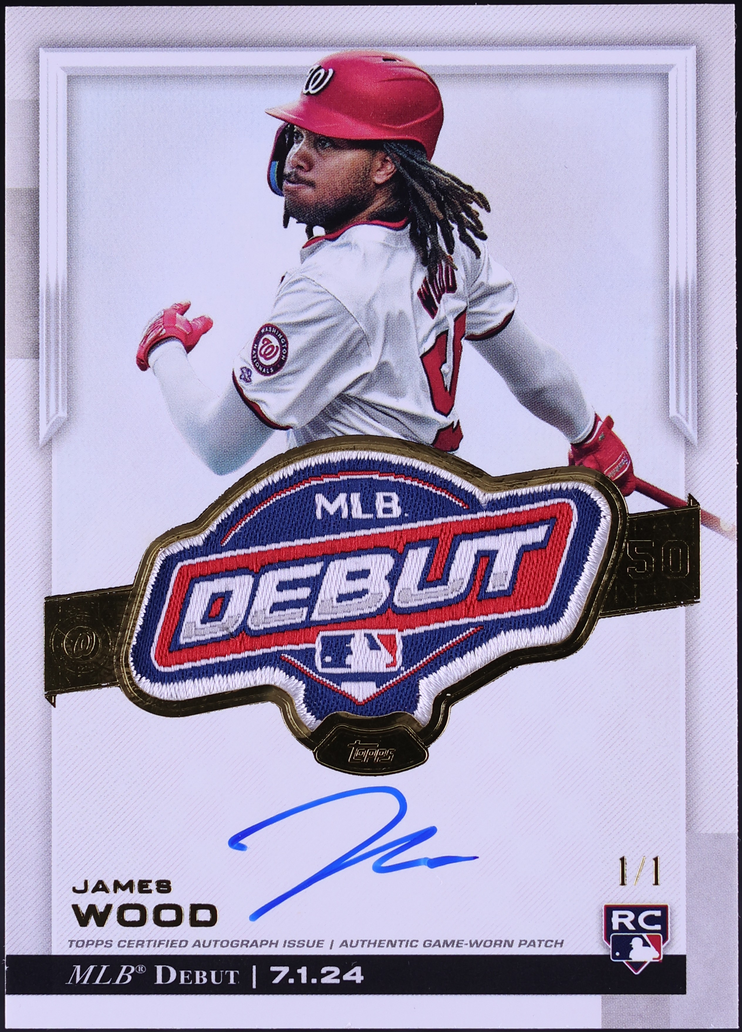 2025 Topps Flagship On-Card Auto Patch James Wood Rookie Card /10