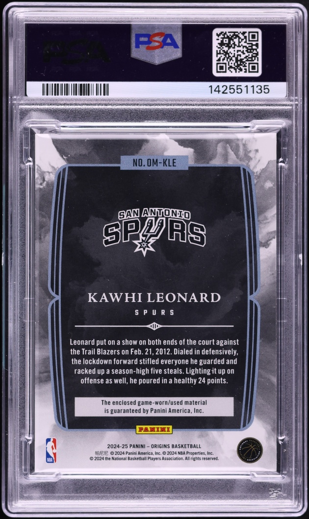 2024 Panini Origins Origination Memorabilia Gold Kawhi Leonard PATCH /10 #OM-KLE PSA 9 MINT