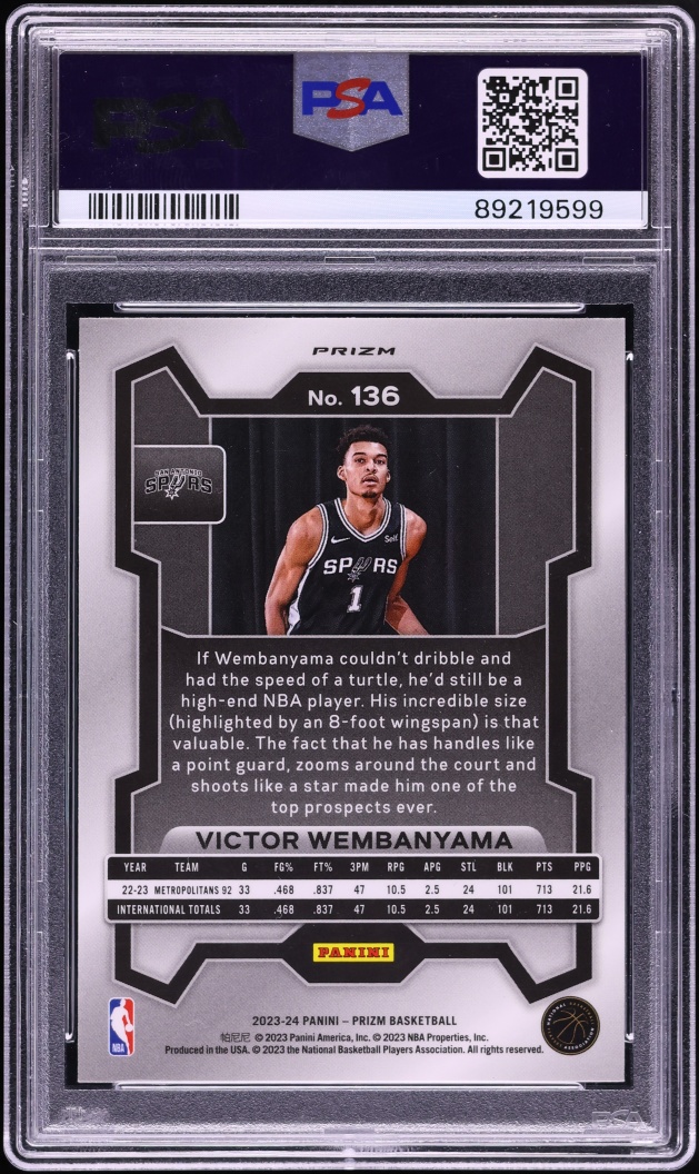 2023 Panini Prizm Ice Victor Wembanyama ROOKIE #136 PSA 10 GEM MINT