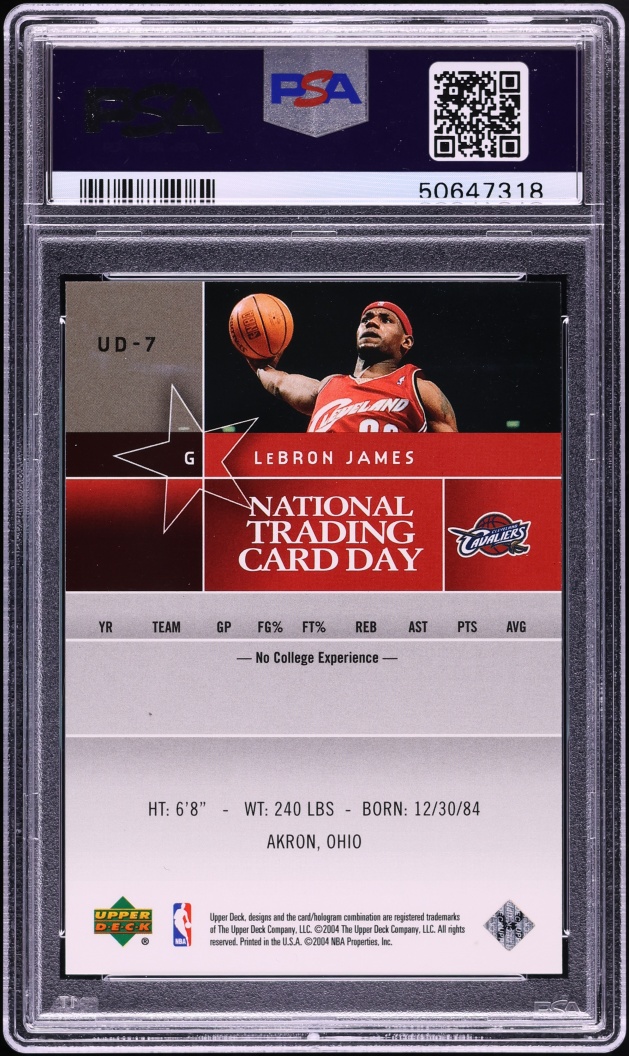 2004 Upper Deck National Trading Card Day LeBron James #UD-7 PSA 10 GEM MINT