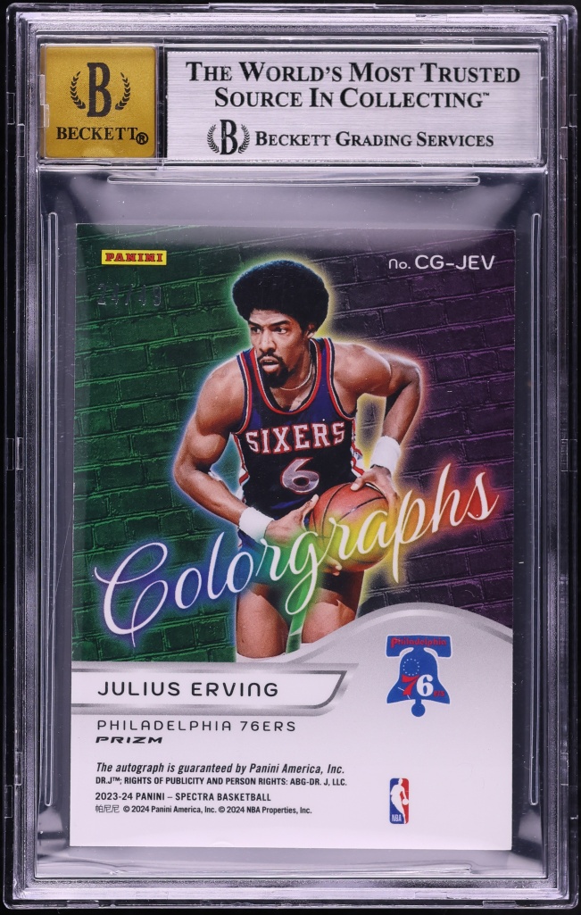 2023 Panini Spectra Colorgraphs Julius Erving AUTO /49 #CG-JEV BGS 8 NM-MT