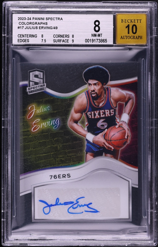 2023 Panini Spectra Colorgraphs Julius Erving AUTO /49 #CG-JEV BGS 8 NM-MT