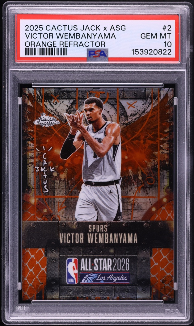 2025 Topps Chrome Cactus Jack X ASG Orange Refractor Victor Wembanyama /50 #2 PSA 10 GEM MINT