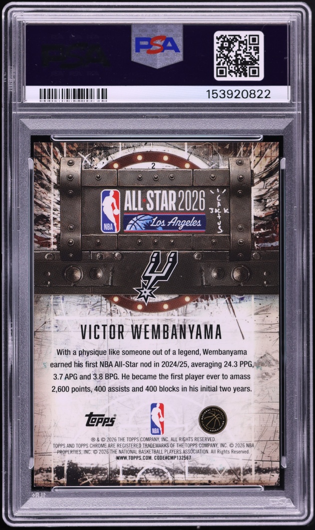 2025 Topps Chrome Cactus Jack X ASG Orange Refractor Victor Wembanyama /50 #2 PSA 10 GEM MINT